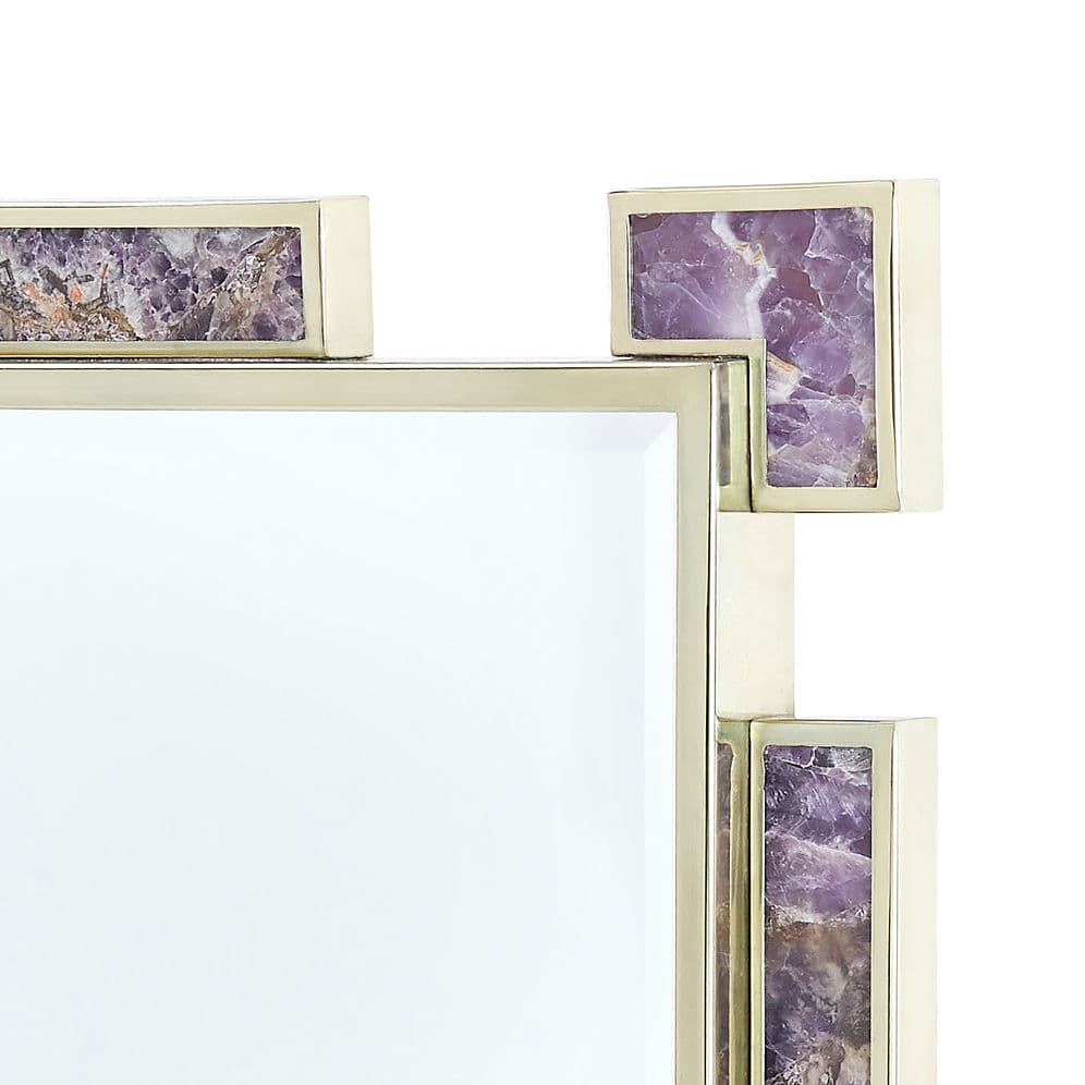 Thalia Mirror - Polished Brass and Amethyst