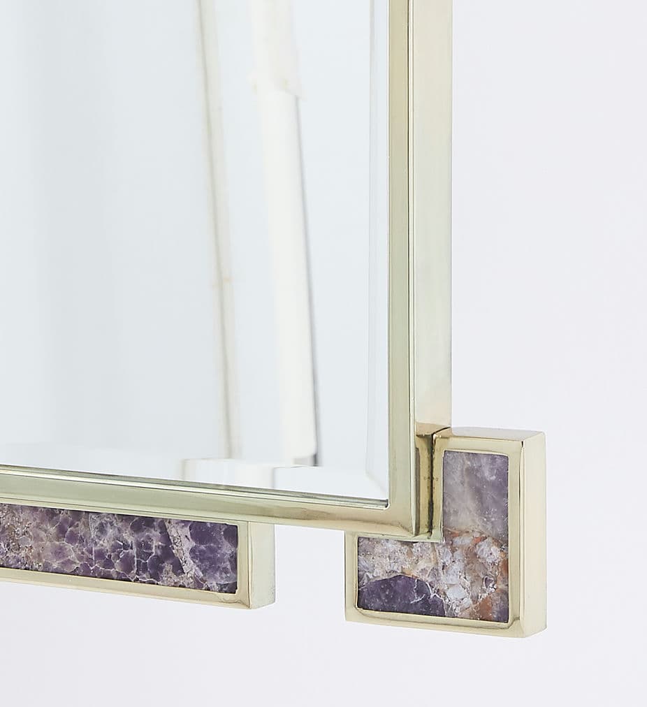 Thalia Mirror - Polished Brass and Amethyst