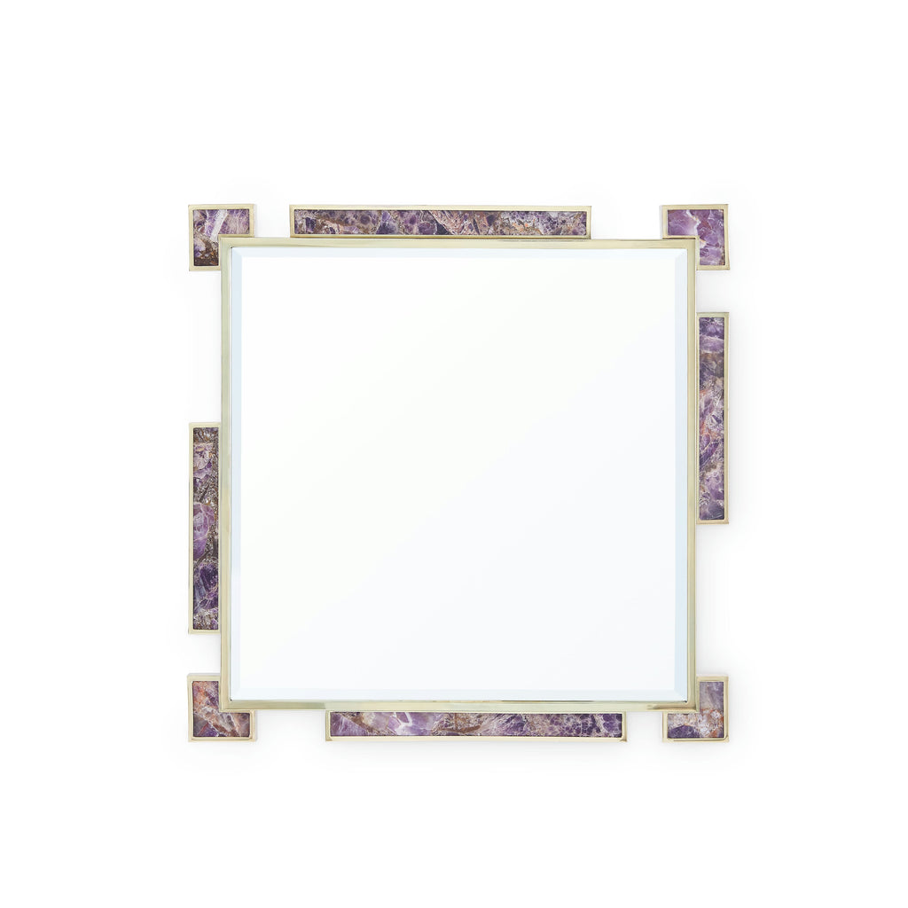 Thalia Mirror - Polished Brass and Amethyst