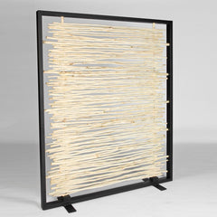 Bleached Driftwood Screen - Black Frame - Bleached Driftwood