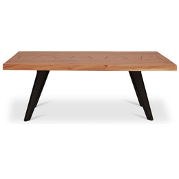 Cross Dining Table - Black Legs - Natural Chamcha Top