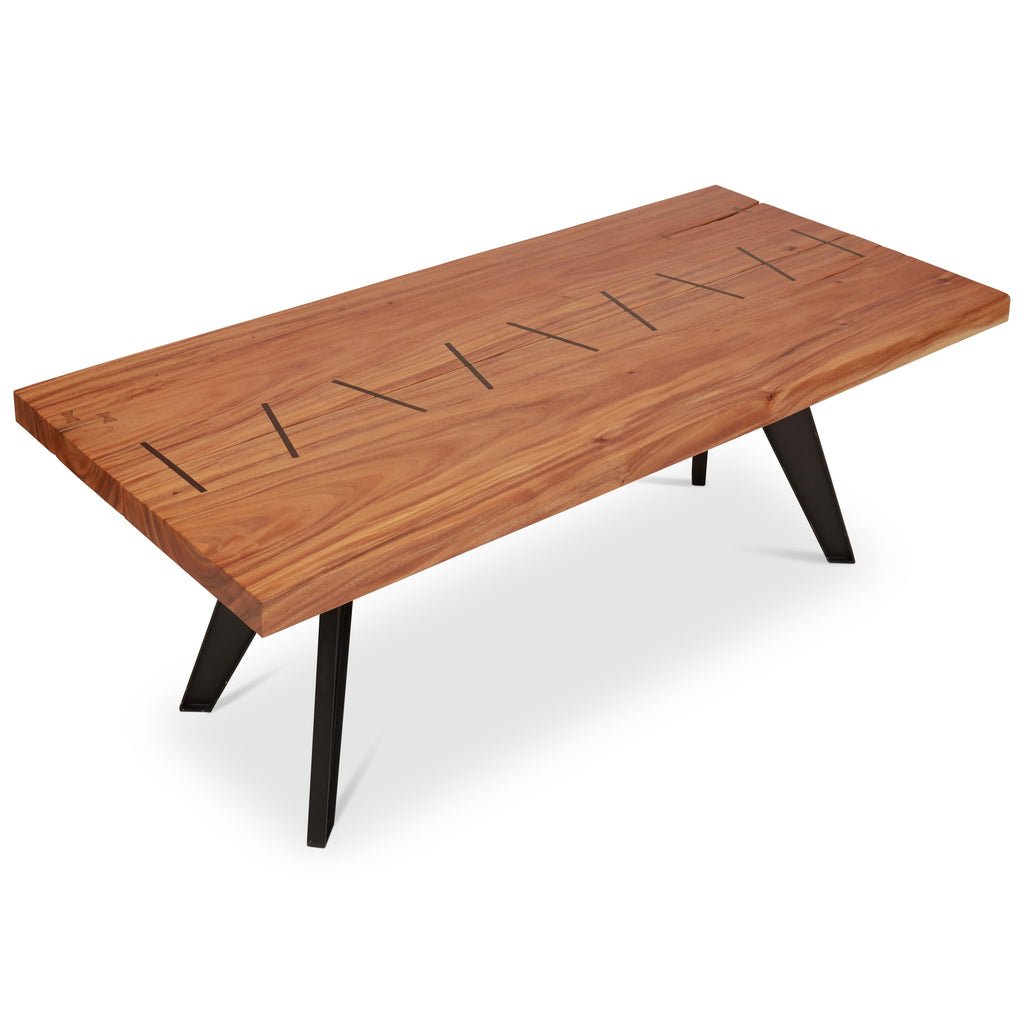 Cross Dining Table - Black Legs - Natural Chamcha Top