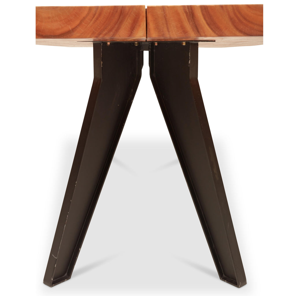 Cross Dining Table - Black Legs - Natural Chamcha Top