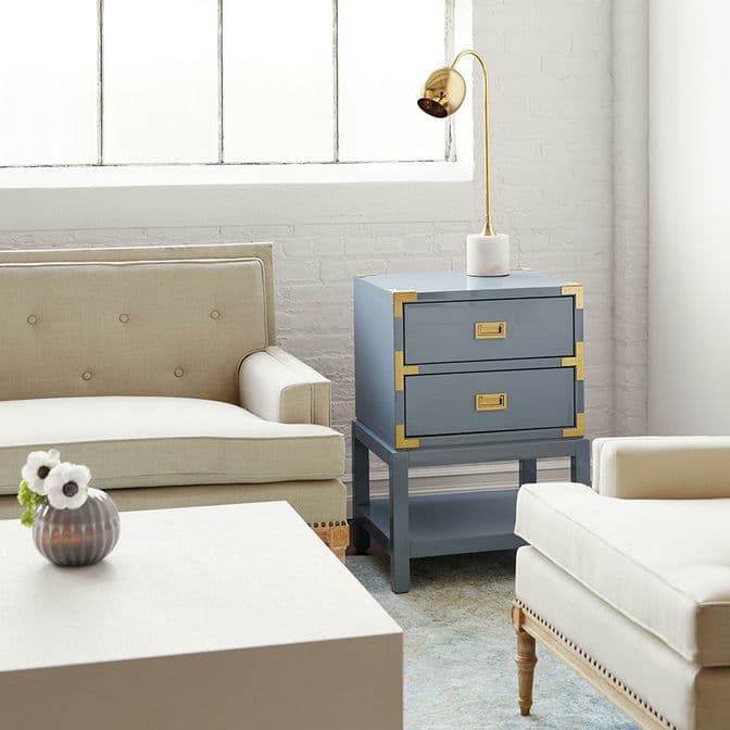 Tansu 2-Drawer Side Table - Gloss Stone Gray