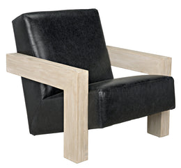 Luther Chair - Crystal Black Leather / Grey Wash Wax Frame