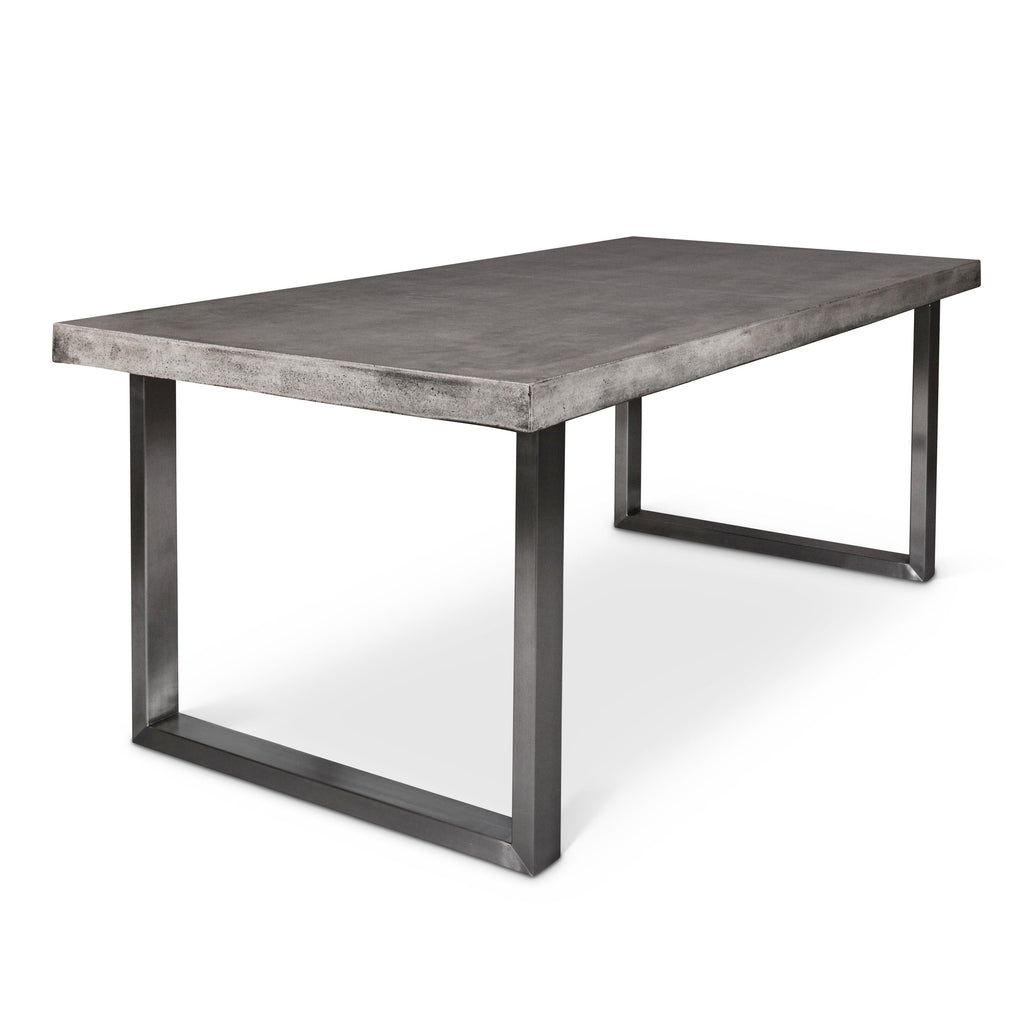 Miller Dining Table - Brushed Stainless Steel Frame - Dark Grey Top