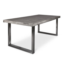 Miller Dining Table - Brushed Stainless Steel Frame - Dark Grey Top
