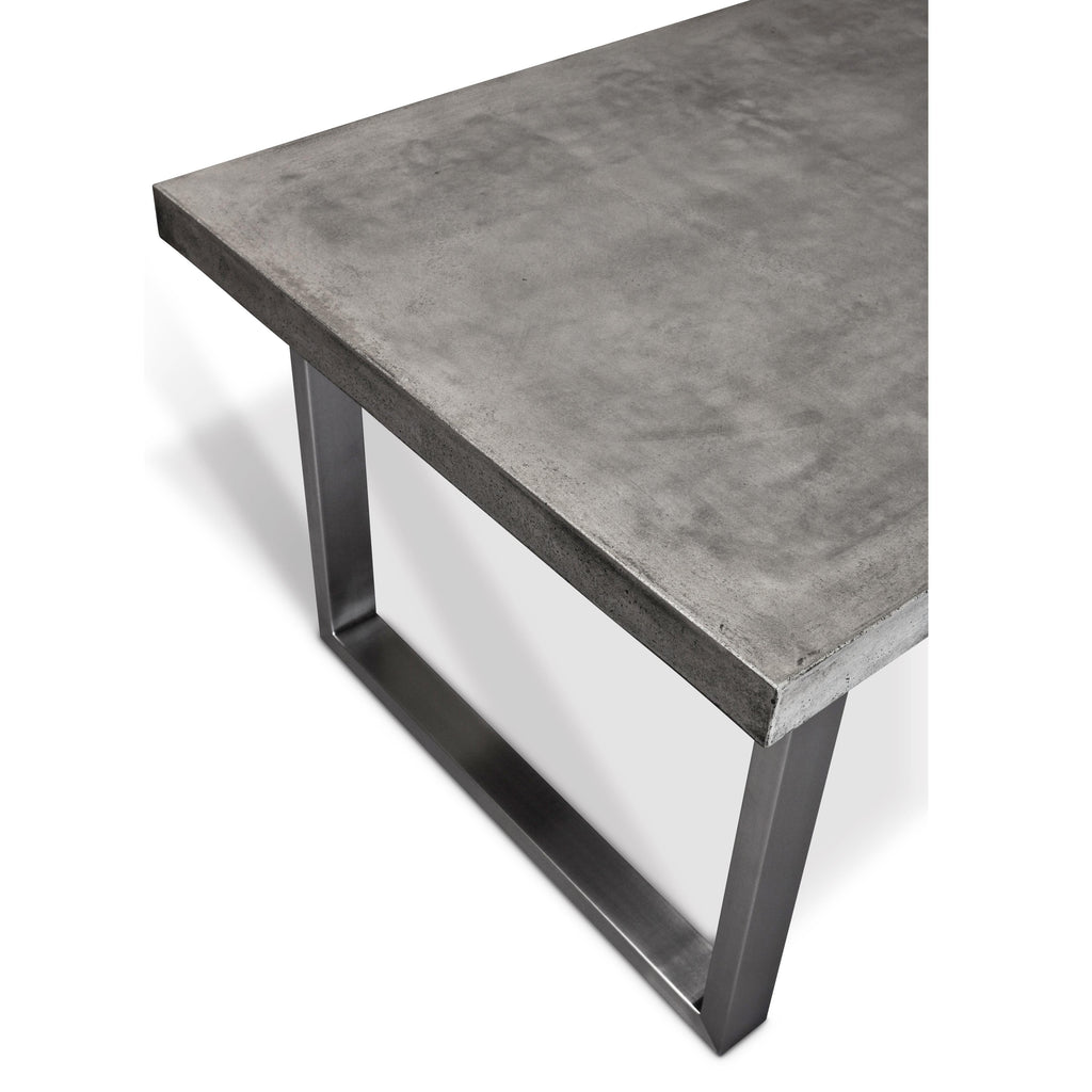 Miller Dining Table - Brushed Stainless Steel Frame - Dark Grey Top