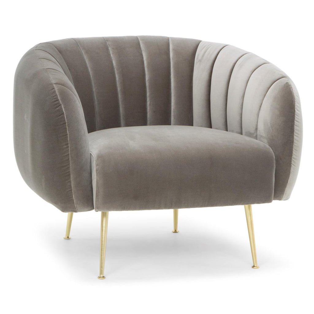 Metro Channeled Accent Chair, Brass Legs