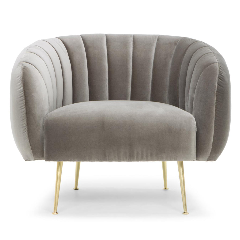 Metro Channeled Accent Chair, Brass Legs