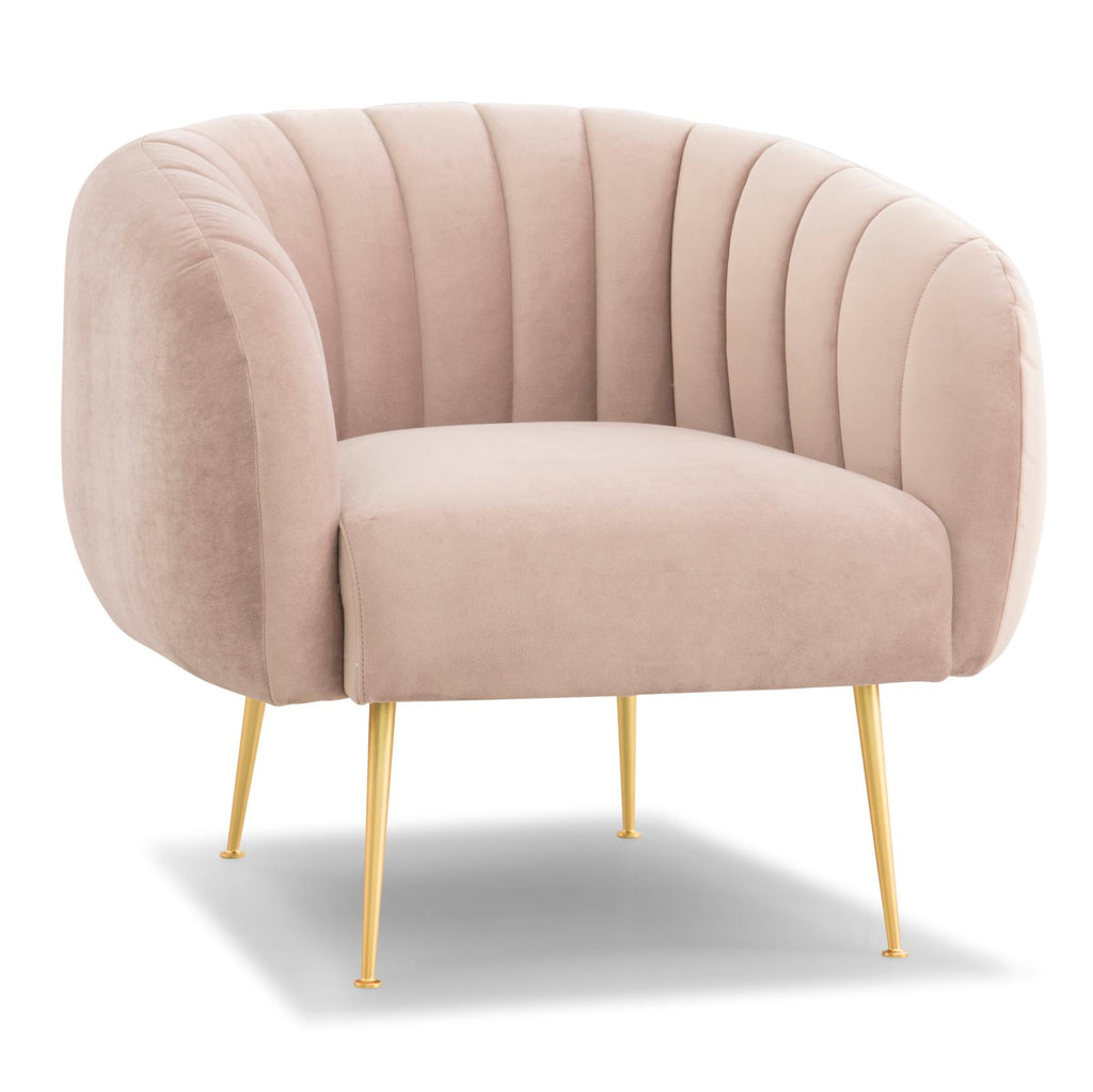 Metro Channeled Accent Chair, Brass Legs