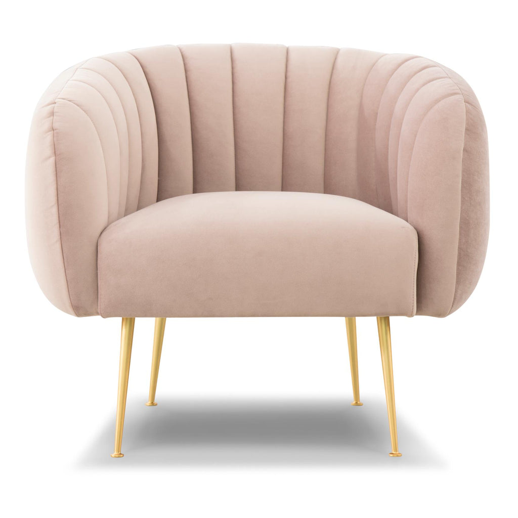 Metro Channeled Accent Chair, Brass Legs