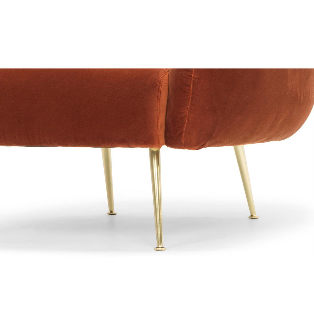 Metro Channeled Accent Chair, Brass Legs