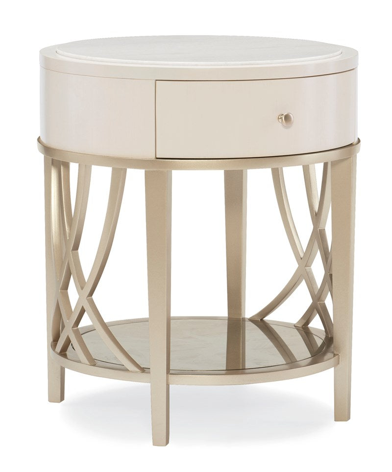 Adela End Table - Washed Alabaster, Blush Taupe