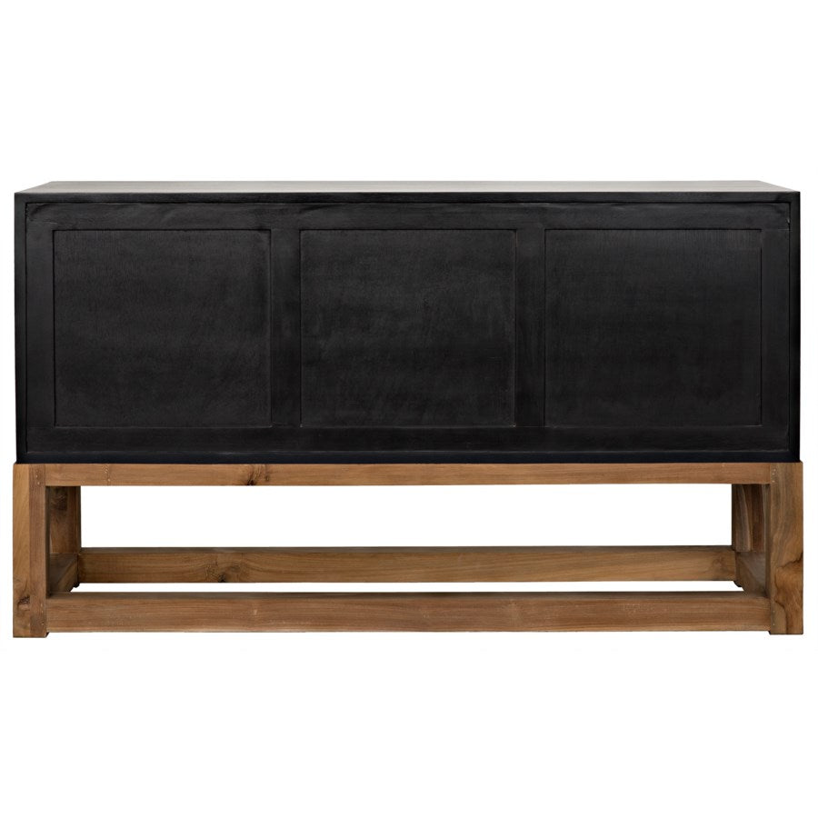 Oliver Sideboard, Hand Rubbed Black with Teak Base