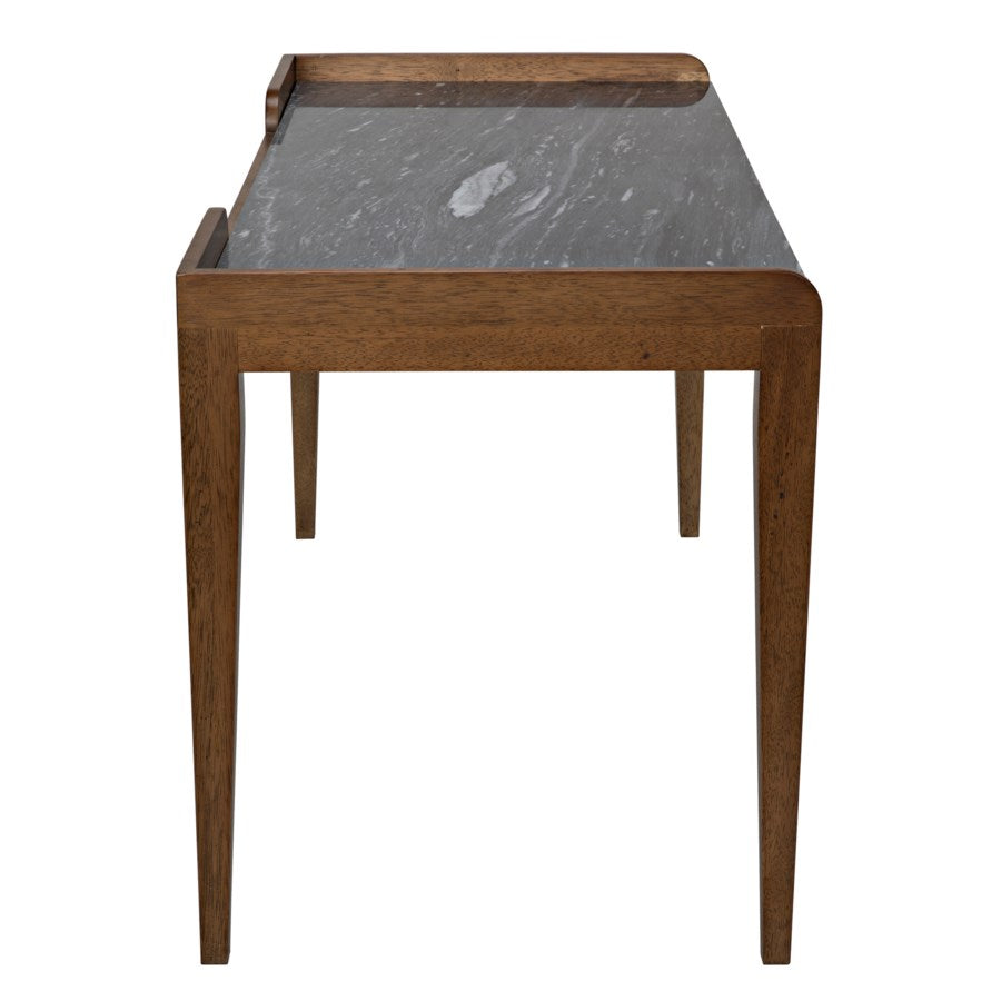 Wod Ward Desk, Dark Walnut with Stone Top