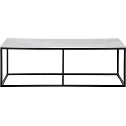 Lois Coffee Table, White Stone and Black Metal