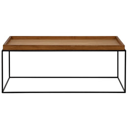 SL01 Coffee Table, Metal Base with Gold Teak Top