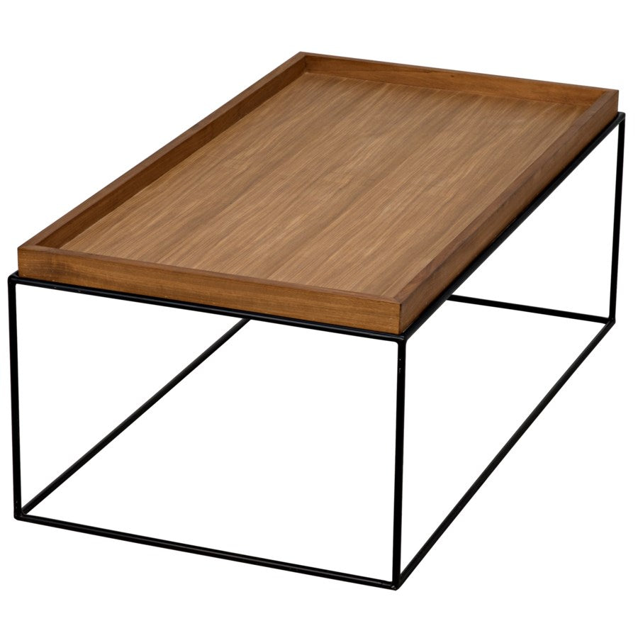 SL01 Coffee Table, Metal Base with Gold Teak Top