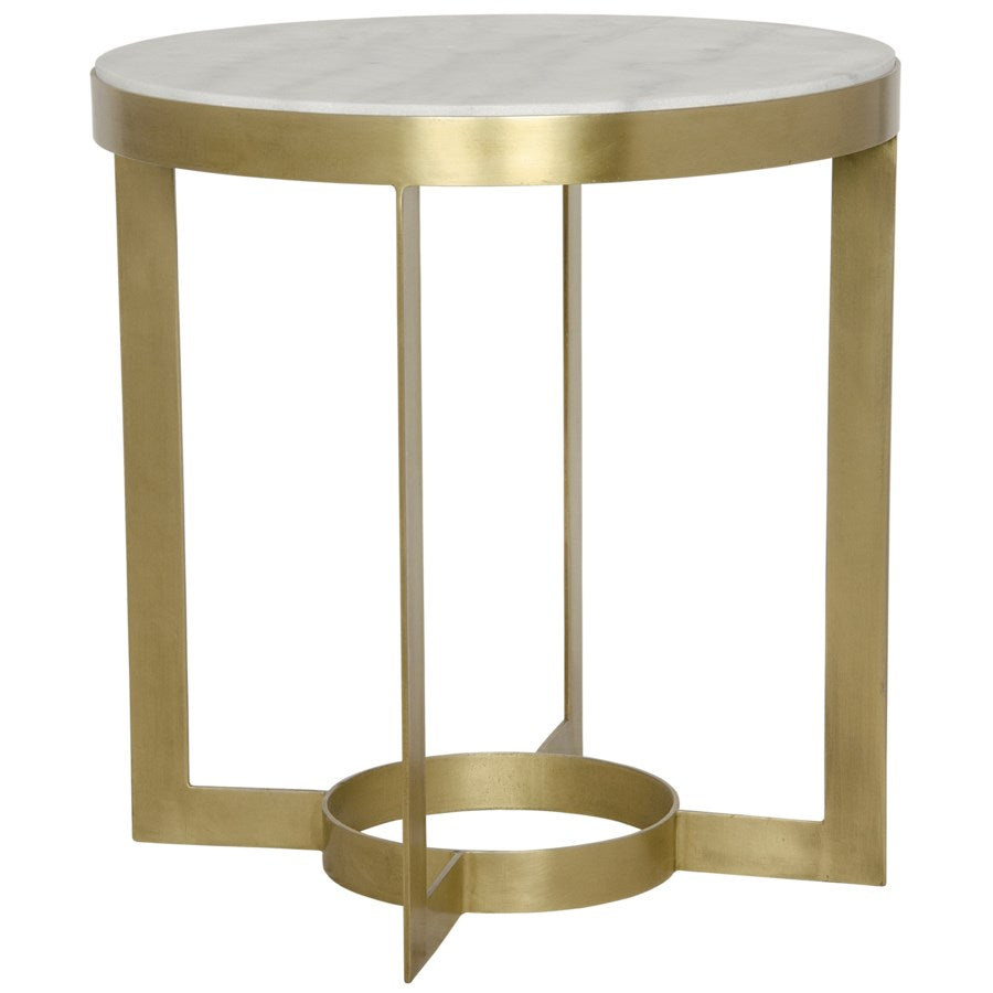 Parker Side Table, Antique Brass, Metal and Quartz