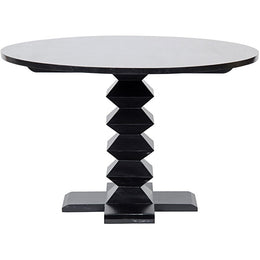 Zig-Zag Base Dining Table, 48", Hand Rubbed Black