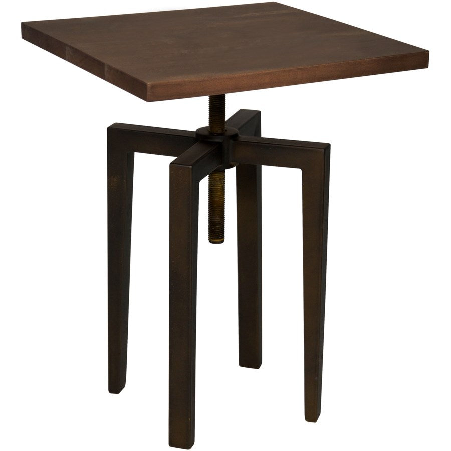 Osten Adjustable Table, Black Metal with Walnut Top