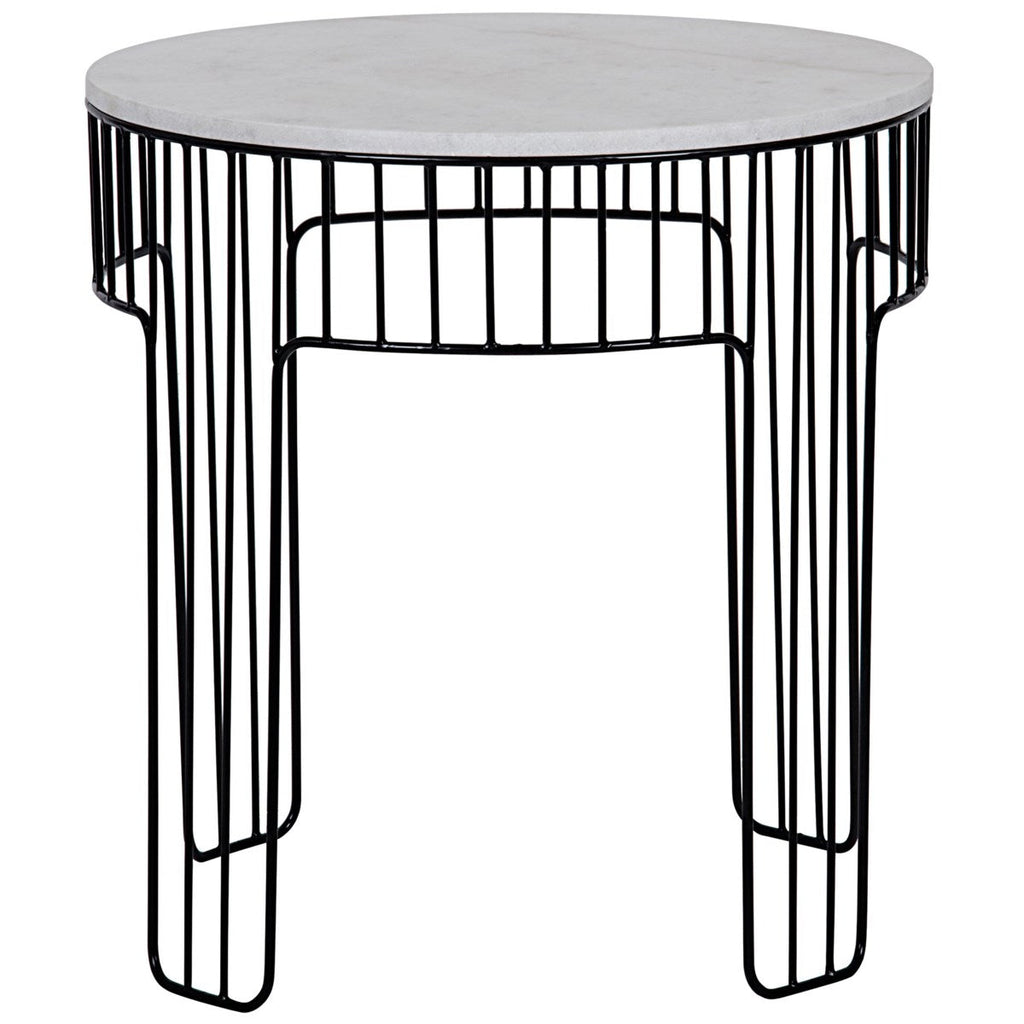 Amadeus Side Table, Small, Metal with White Stone