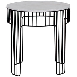 Amadeus Side Table, Small, Metal with White Stone