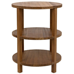 Tier Side Table, Gold Teak