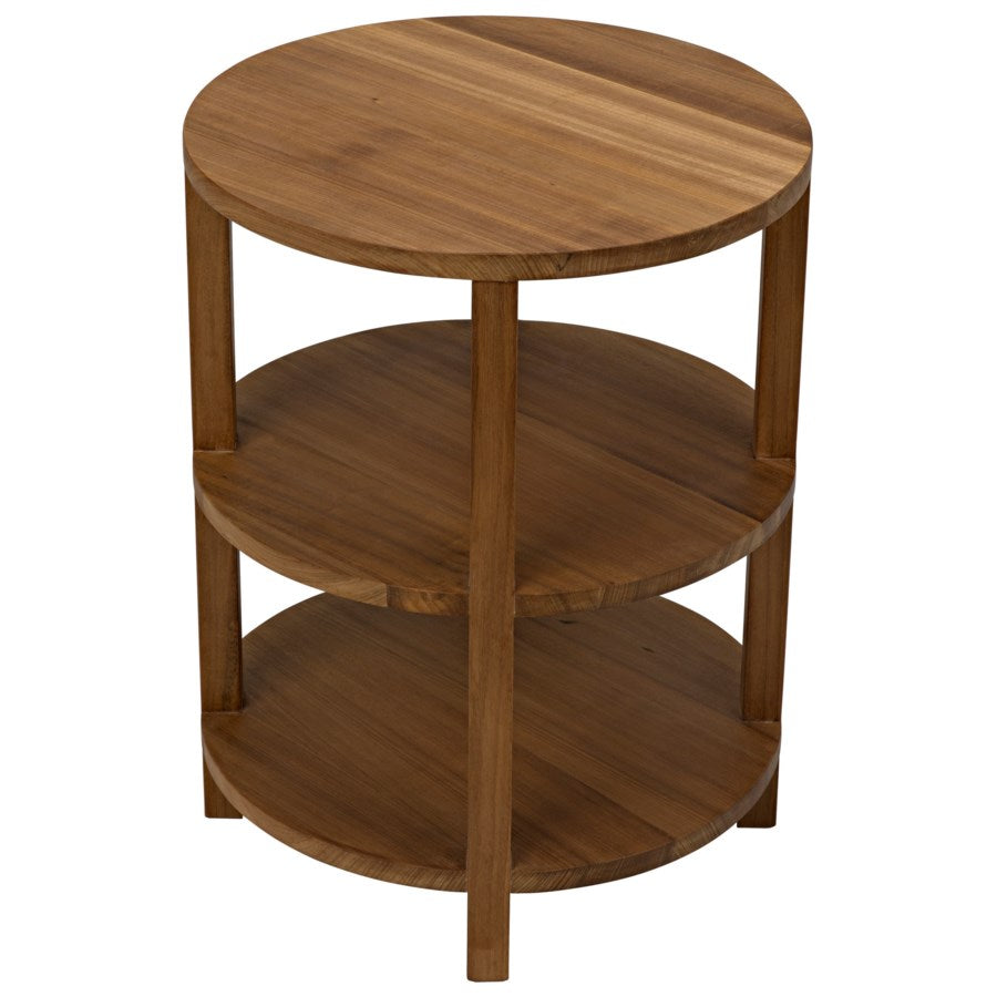 Tier Side Table, Gold Teak