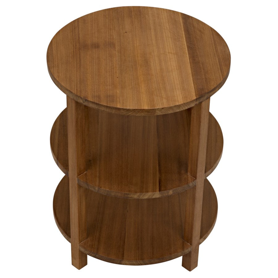 Tier Side Table, Gold Teak