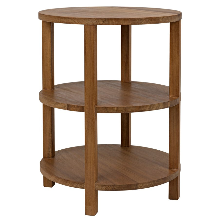 Tier Side Table, Gold Teak