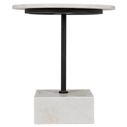 Rodin Side Table, Black Metal Finish with White Stone