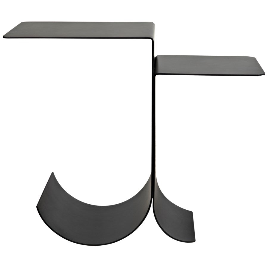 Rolling Side Table, Black Metal