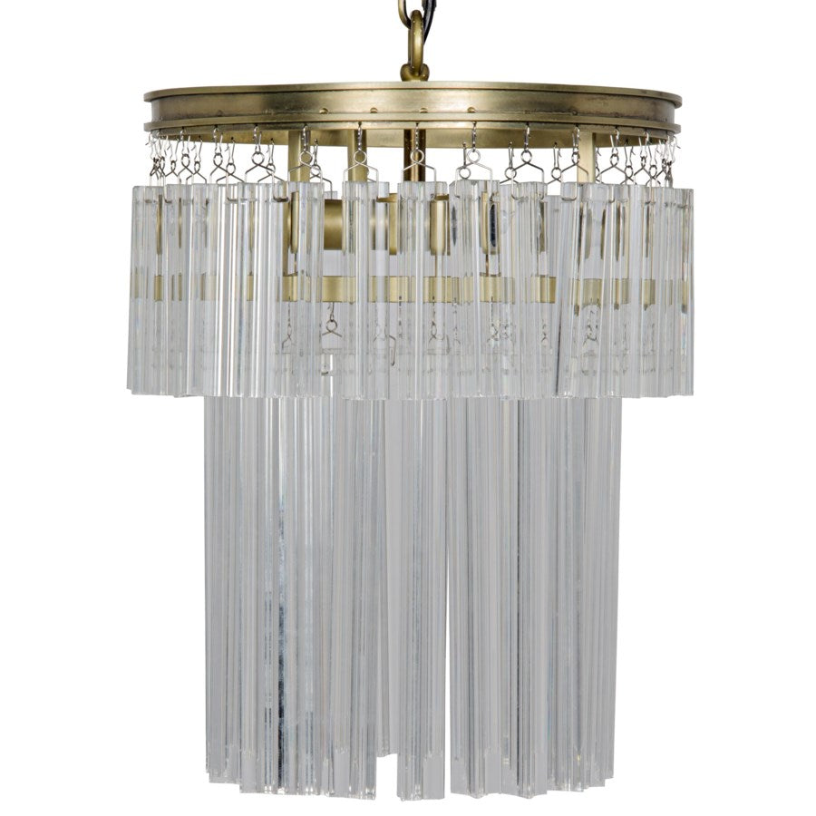 Toby Chandelier, Antique Brass, Metal and Crystal