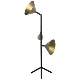 Strato Floor Lamp, Black Metal and Brass Finish