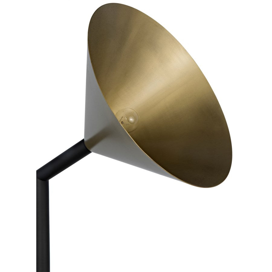 Strato Floor Lamp, Black Metal and Brass Finish