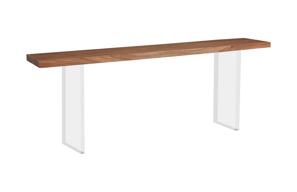 Floating Console Table, Acrylic Legs, 84x16x30"