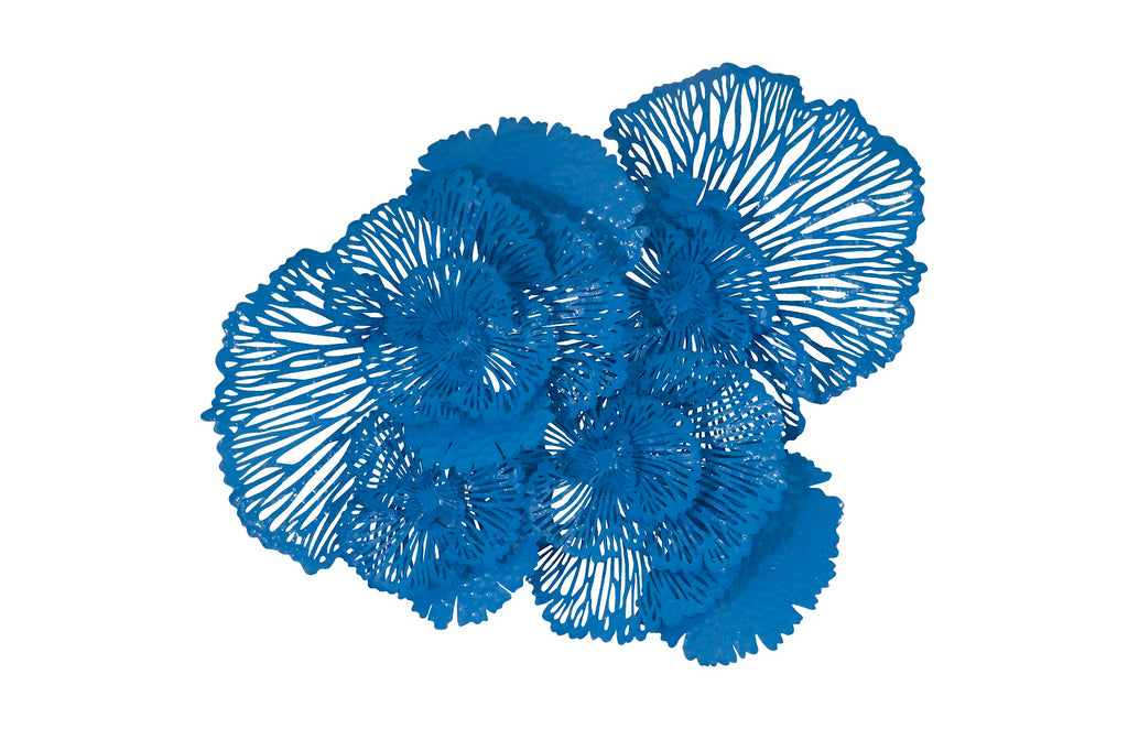 Flower Wall Art, Large, Blue, Metal