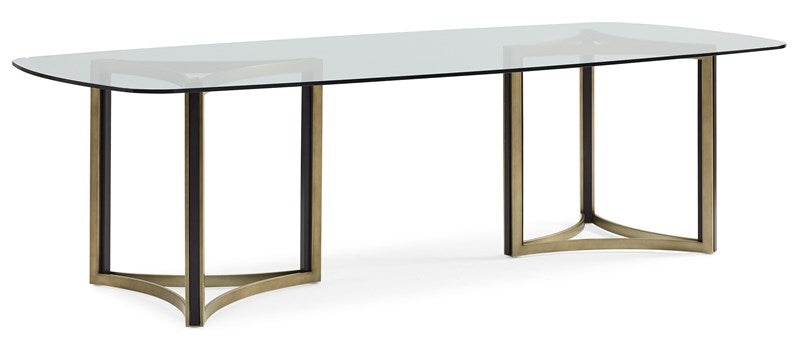 Remix Dbl Ped Glass Top Table Dining Table