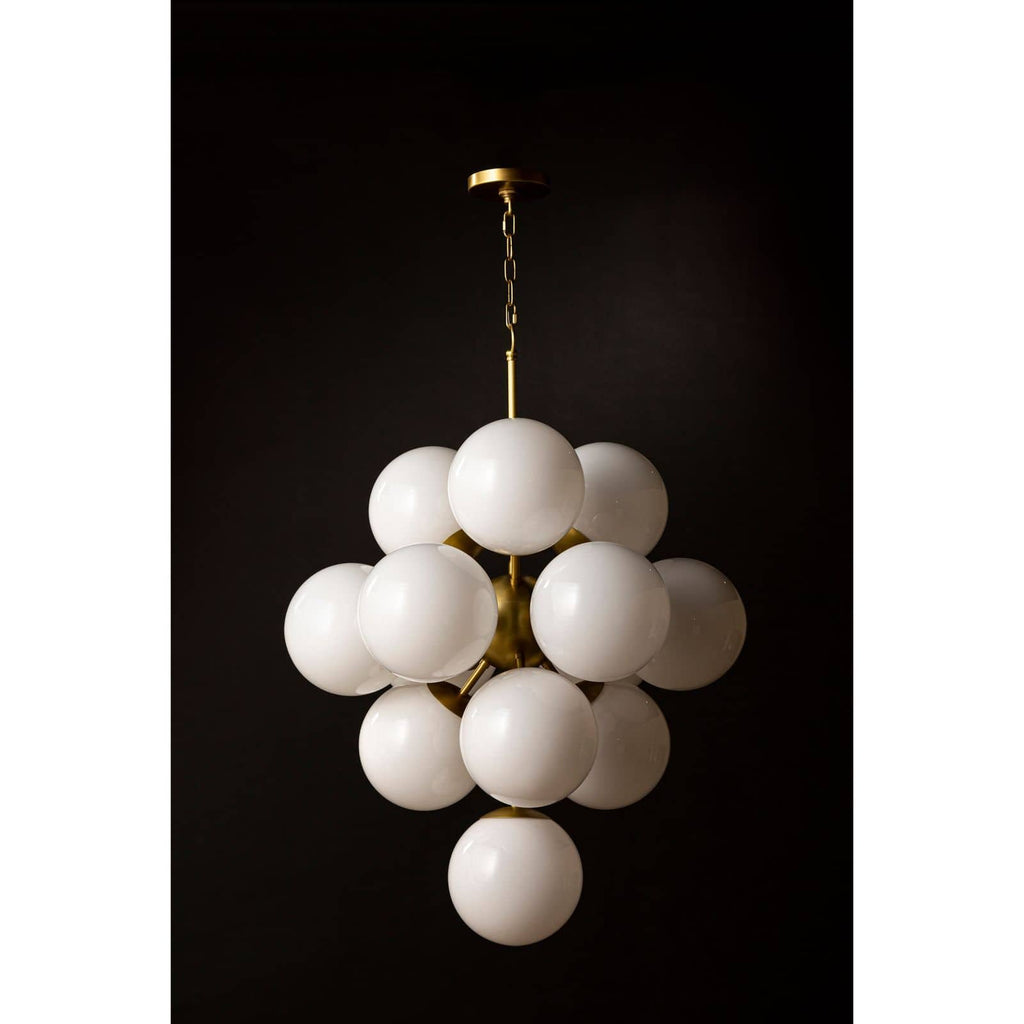 La Dame Chandelier - White Glass Natural Brass