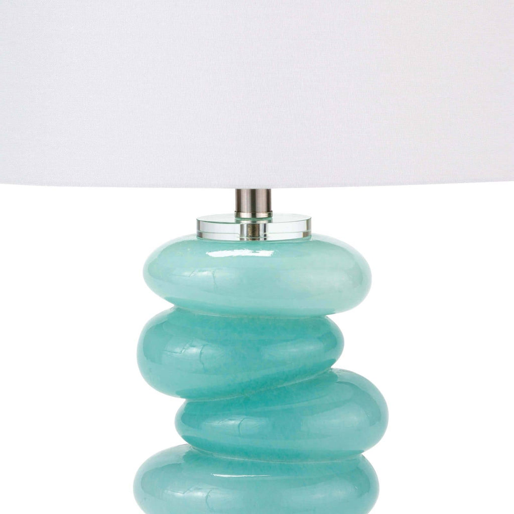 Stacked Pebble Glass Table Lamp - Aqua