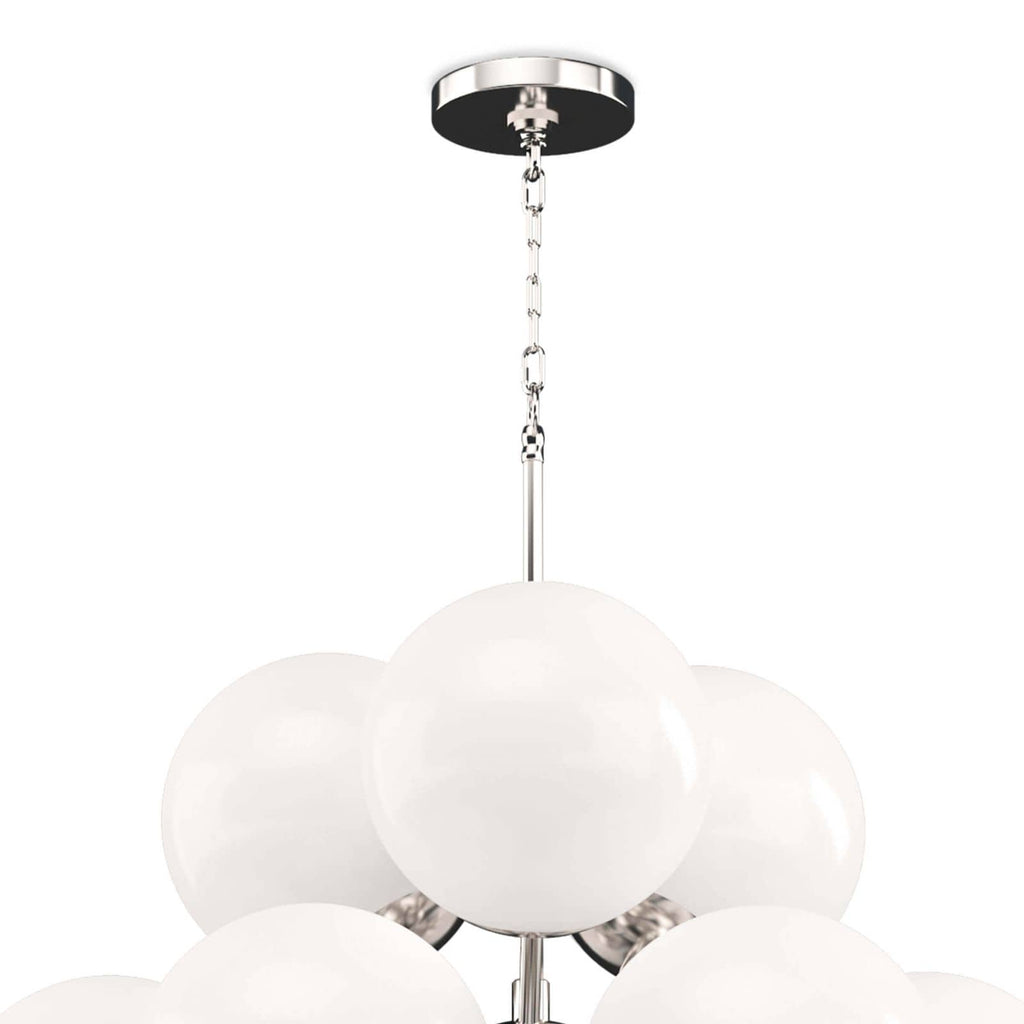 La Dame Chandelier - White Glass Polished Nickel