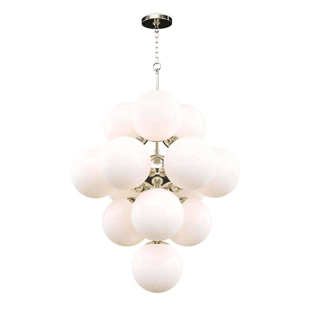 La Dame Chandelier - White Glass Polished Nickel