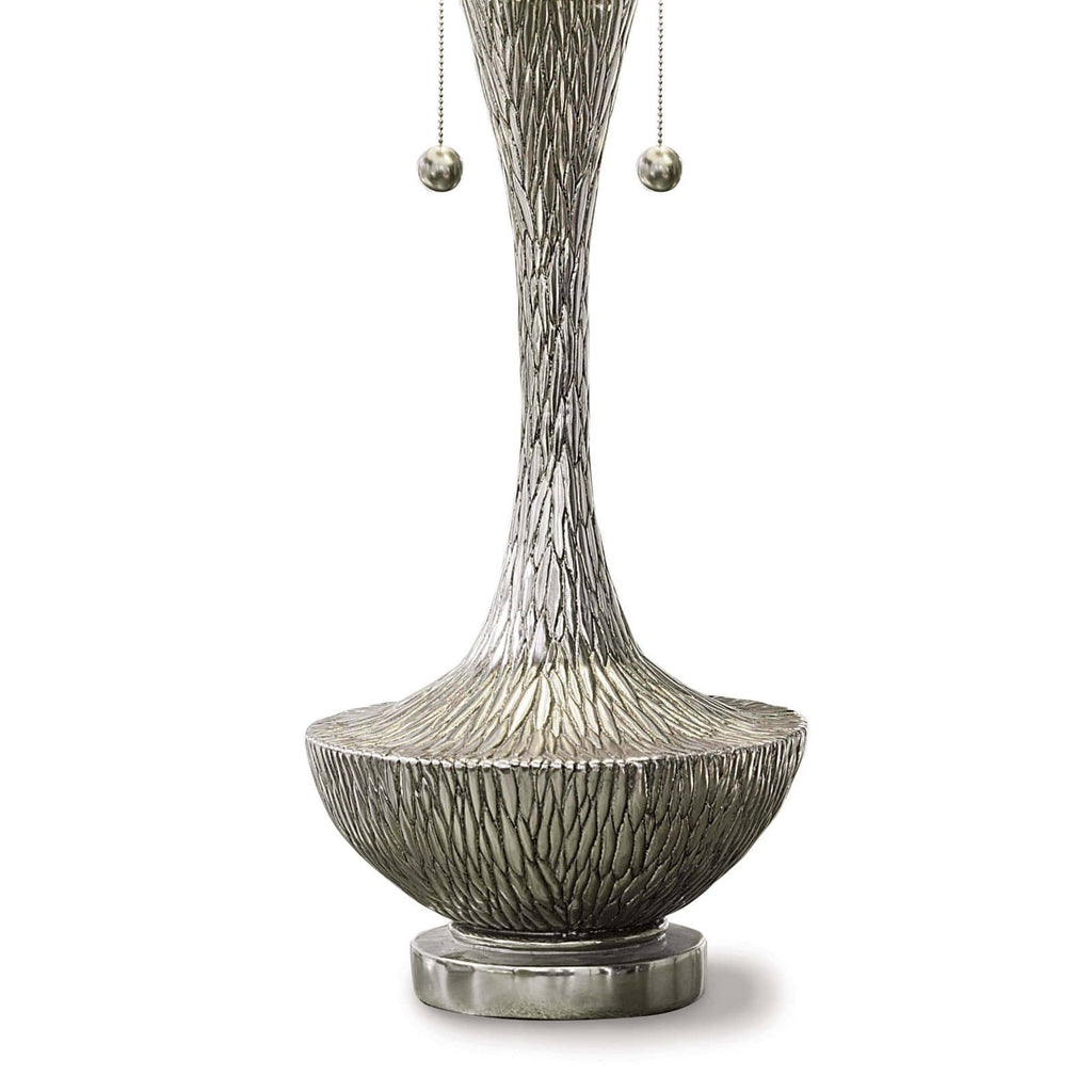 Embossed Vessel Table Lamp - Ambered Silver