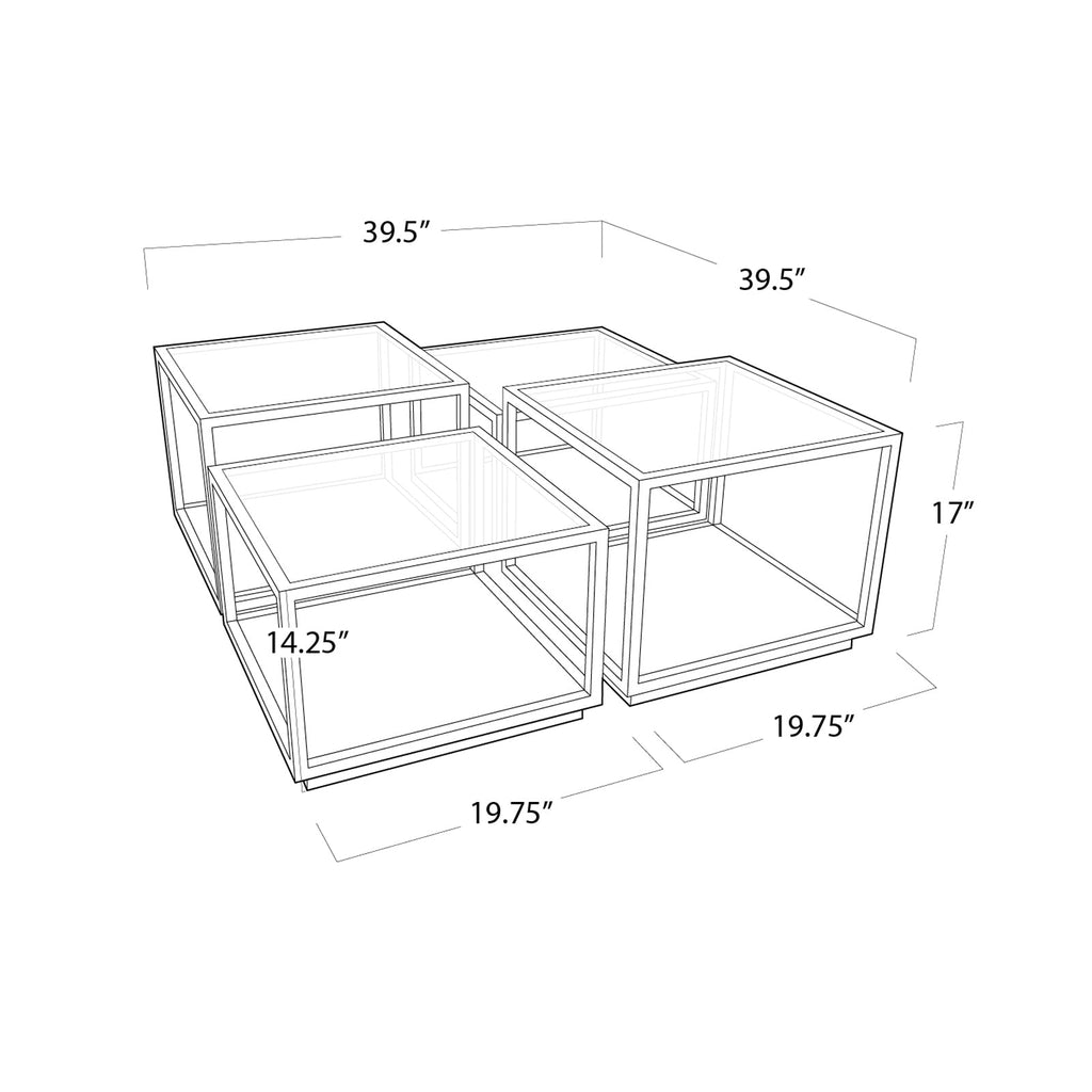 Noel Coffee Table - Natural Brass - 4 Pieces