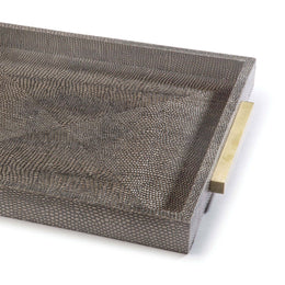 Square Shagreen Boutique Tray - Vintage Brown Snake