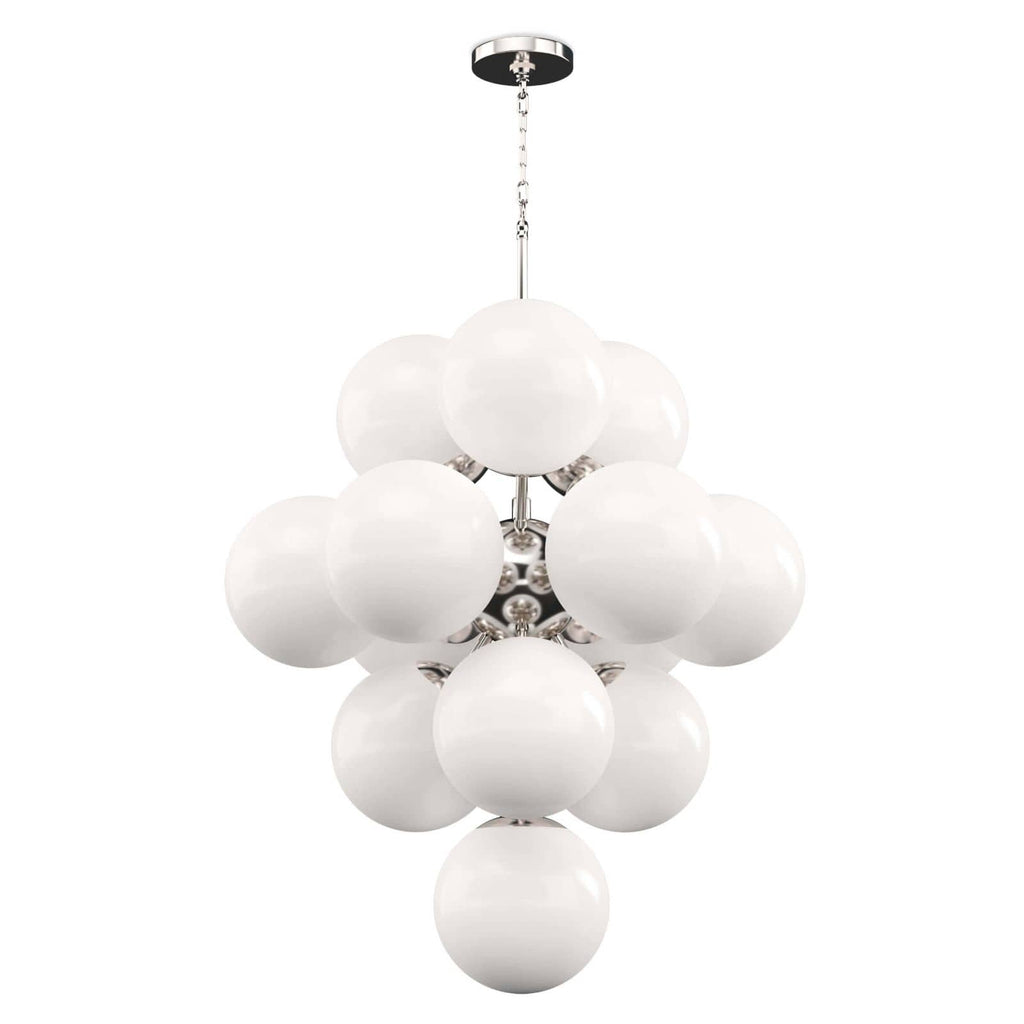 La Dame Chandelier - White Glass Polished Nickel