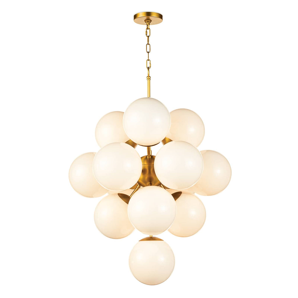 La Dame Chandelier - White Glass Natural Brass