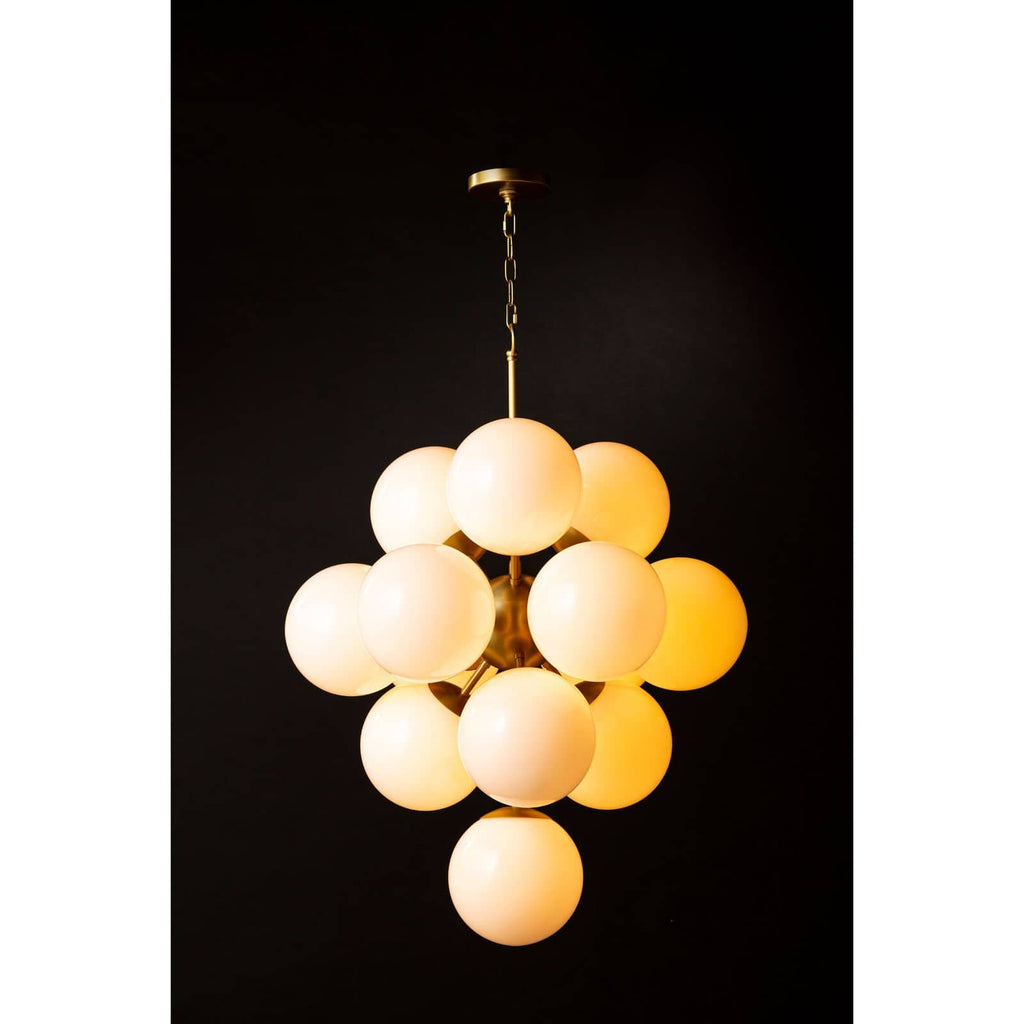 La Dame Chandelier - White Glass Natural Brass